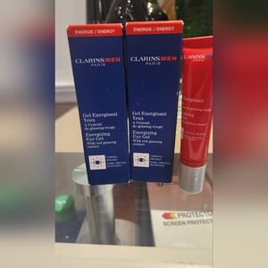 Men Clarins Energizing Eye Gel 0.5 oz Blue/Red